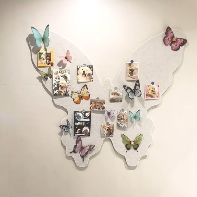 werdecade 4Pcs Pin Board Butterfly Cork Board 16x19 Inch Foldable Butterfly Wings Felt Bulletin Boards 3D Butterflies Wall Decoration Corkboard for Bedroom School Office Home Decor (Beige) - Image 2